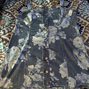 GAP Blue Denim Dress with Floral Detail
